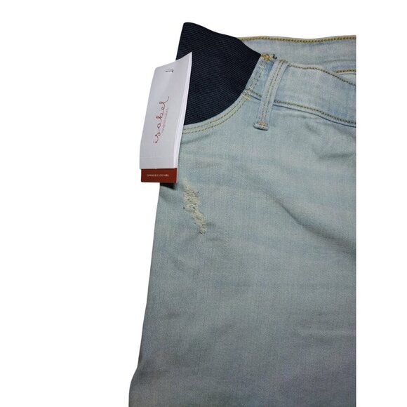 Isabel Women's Light Blue Denim Maternity Short with Elastic Waist, Size 16. - Picture 7 of 9